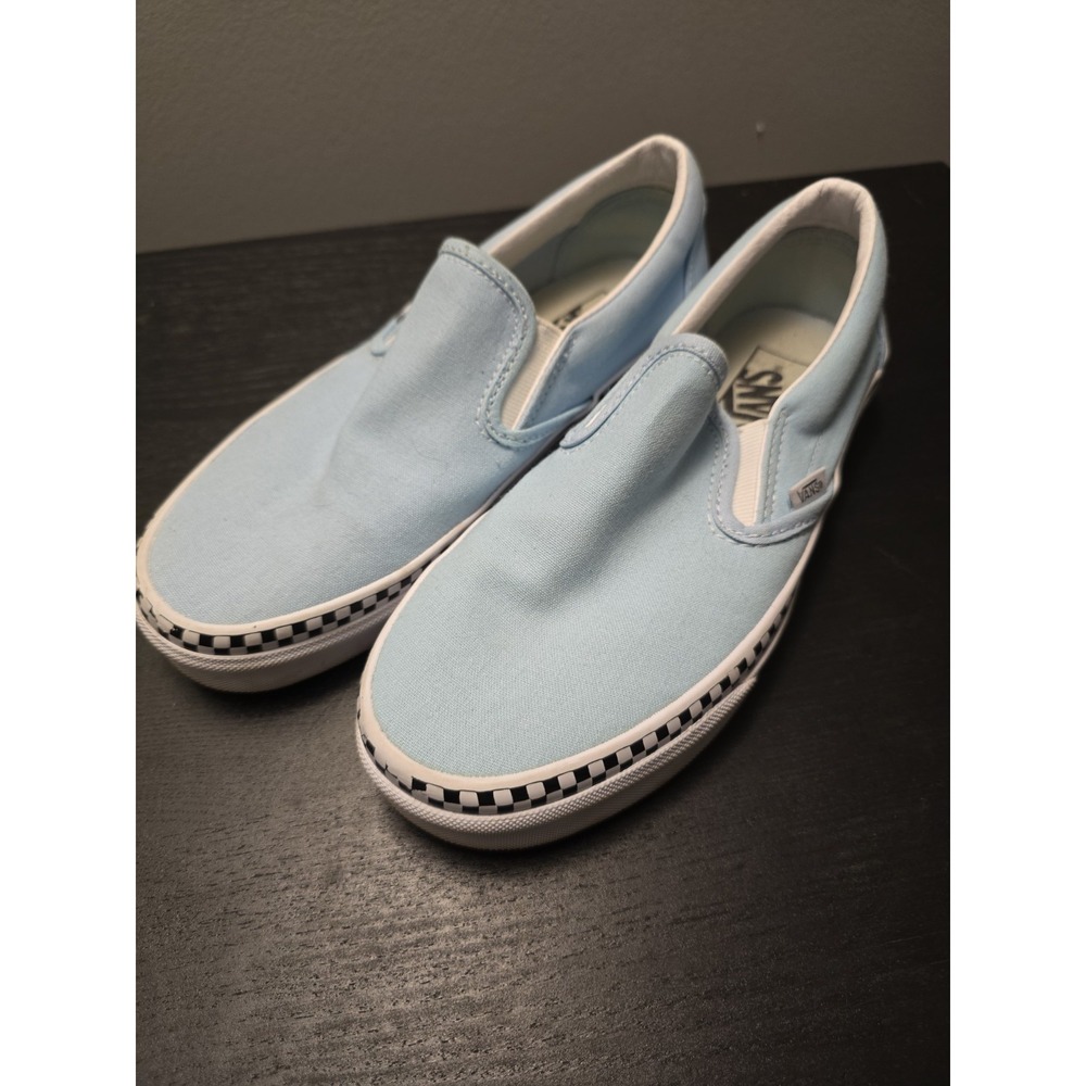 Vans Classic Slip On Mens Size 6 Womens Size 7.5 Light Blue Sneakers  Casual